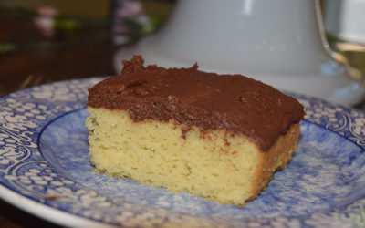 Low-Carb Yellow Cake with Chocolate Buttercream Frosting