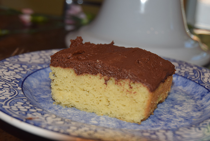 Low-Carb Yellow Cake with Chocolate Buttercream Frosting