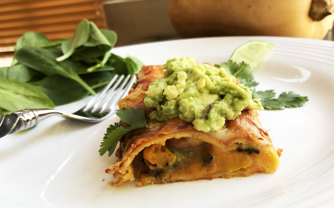 Chipotle-Spiced Butternut Squash and Spinach Enchiladas