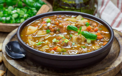 Lentil Soup with Smoked Sausage and Basil